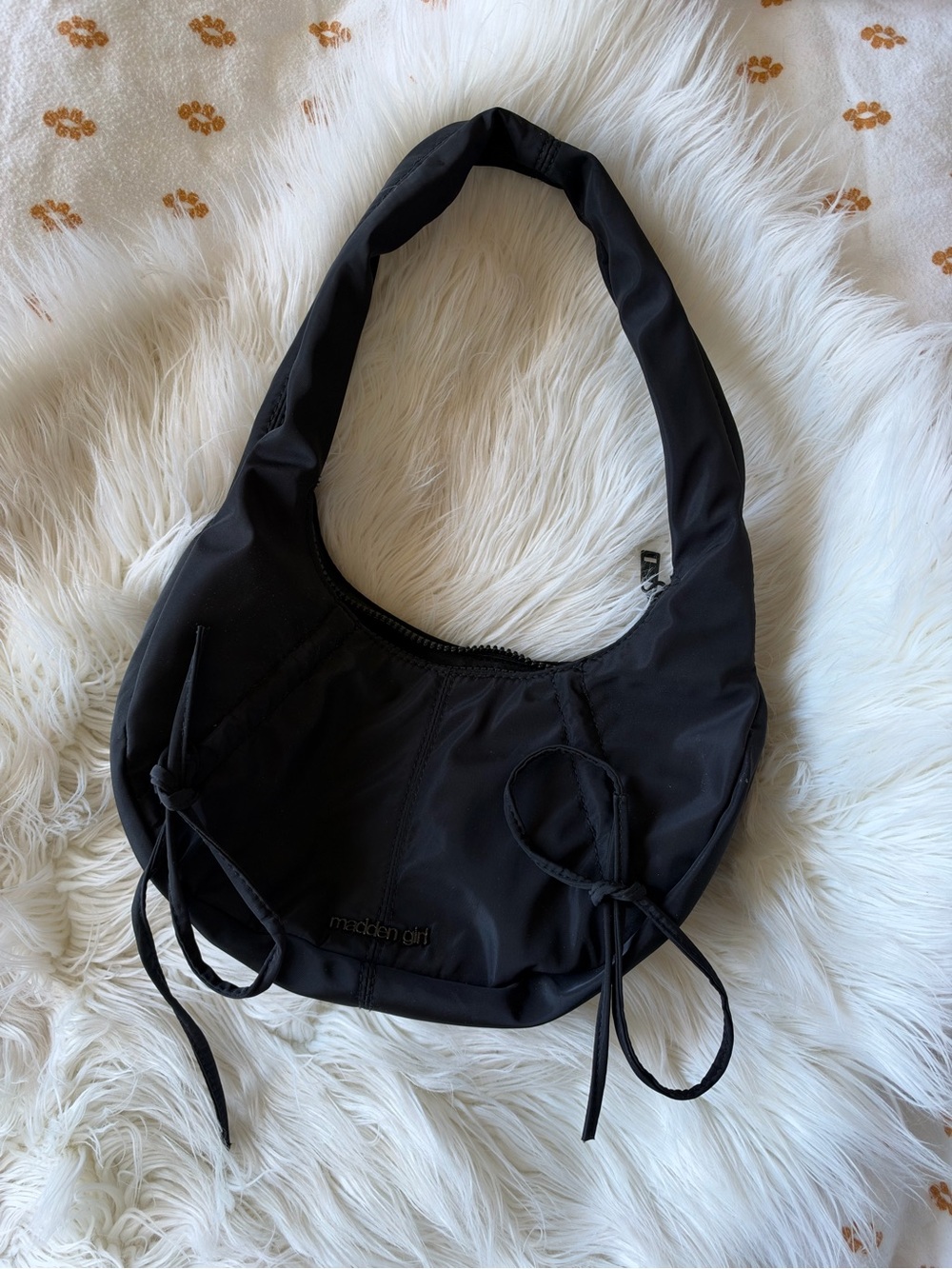 Madden Girl Black Hobo Shoulder Bag with Side Ties